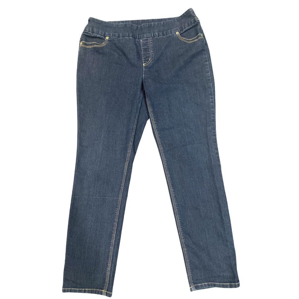 Chicos So Slimming Womens Straight Leg Premium Denim Blue Jeans Stretch Cotton